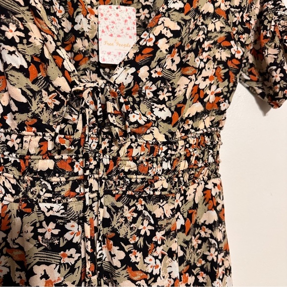 Free People Forget Me Not Mini Dress /Charcoal Floral Combo Size 6 - Picture 5 of 8